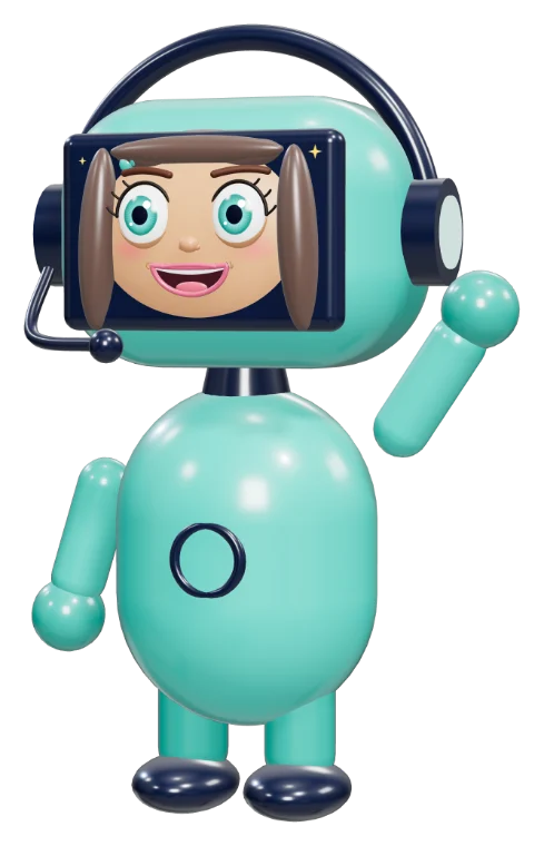 LívIA acenando, com fone de atendente